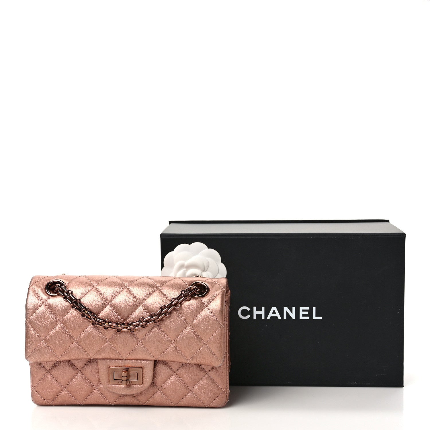 Chanel Metallic Grained Calfskin Quilted 2.55 Reissue Mini Flap Copper Pink 13 of 13