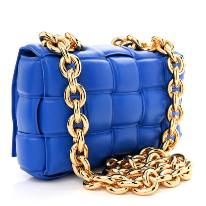 Bottega Veneta Lambskin Maxi Intreccio Padded Chain Cassette Crossbody Bag Cobalt 3 of 10