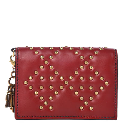 Christian Dior Lambskin Cannage Studded Lady Dior Card Holder Red 1 of 9