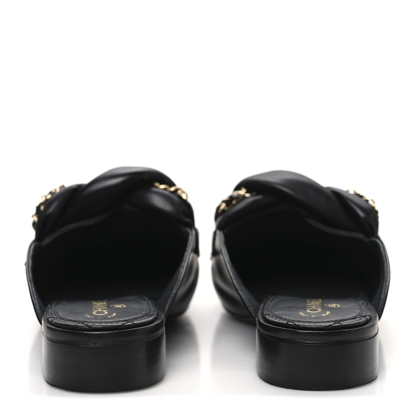 Lambskin Chain Braided CC Mules 39 Black
