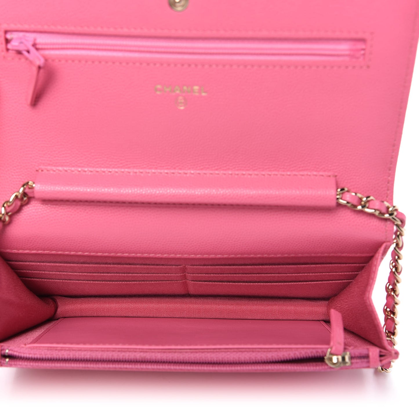 Caviar Quilted Wallet on Chain WOC Pink