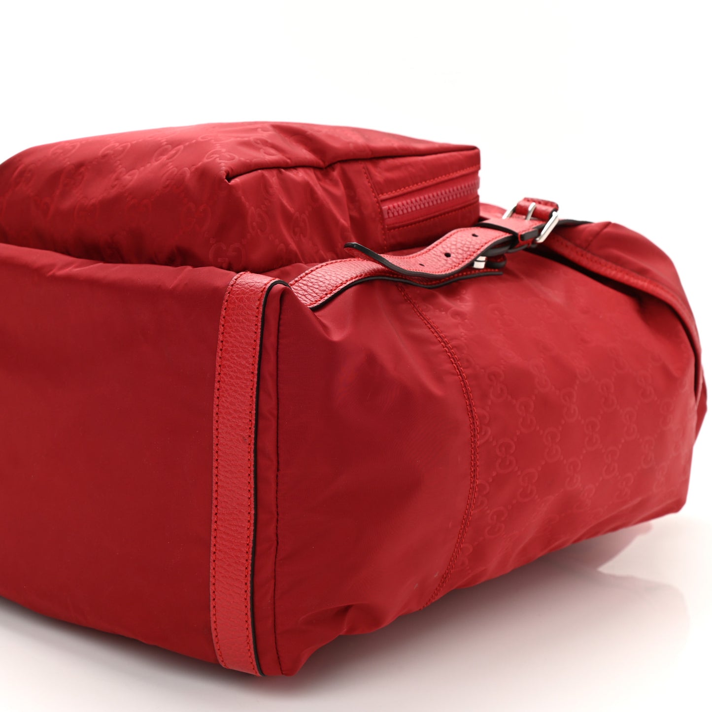 Nylon Monogram Dollar Calfskin Medium Light Double Buckle Backpack Vibrant Red