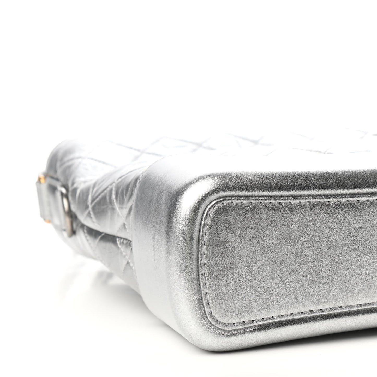 Metallic Lambskin Calfskin Quilted Large Gabrielle Hobo Silver