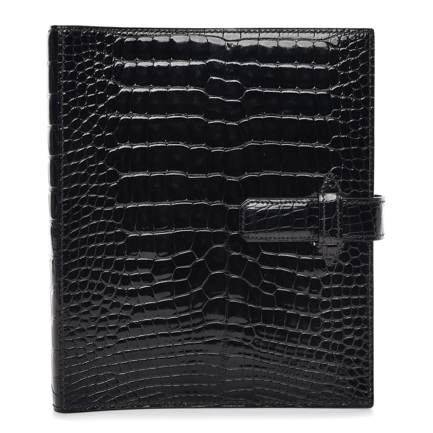 Hermes Shiny Alligator Notebook Cover Black 1 of 6
