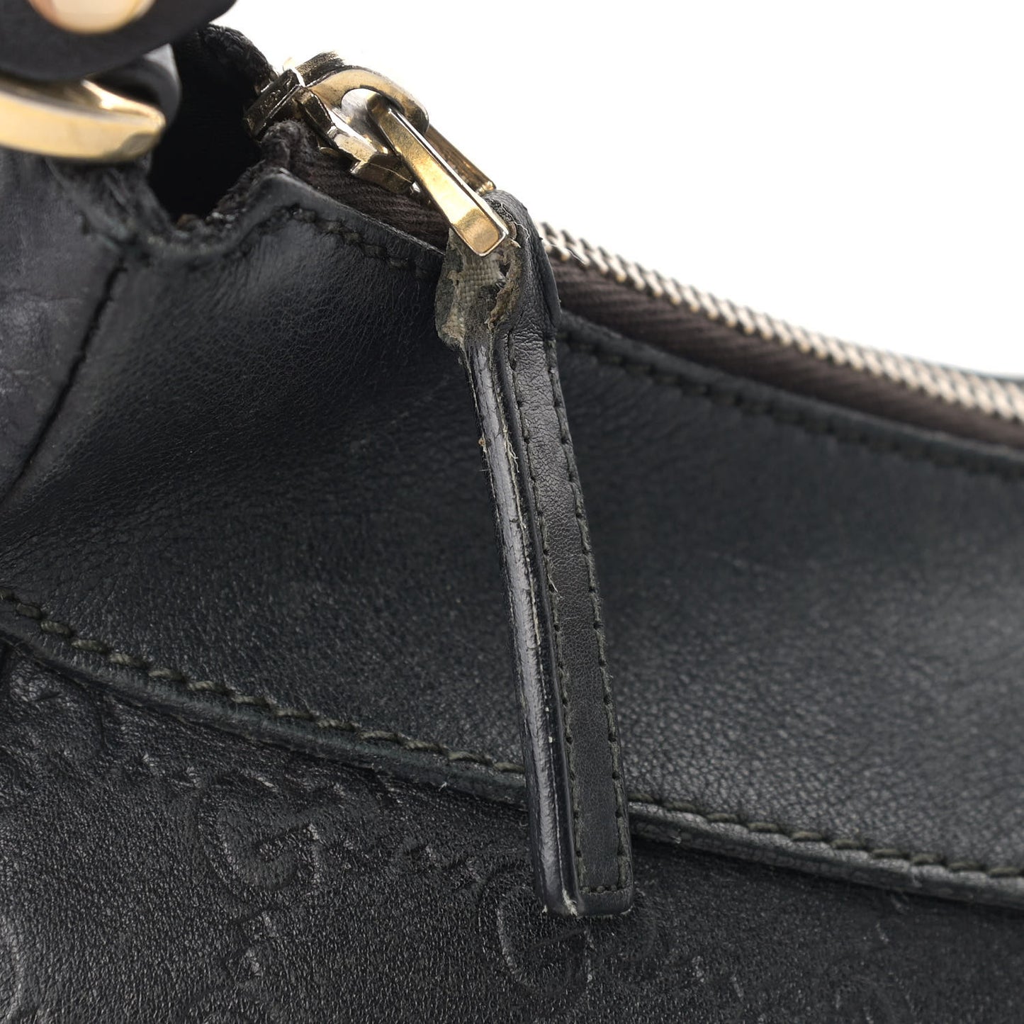 Guccissima Large D Gold Ring Hobo Black