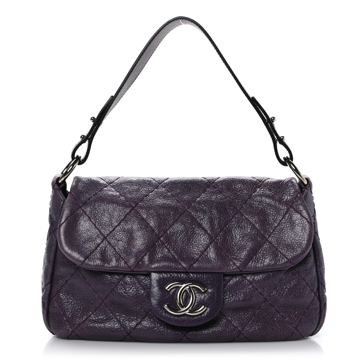 Chanel Glazed Calfskin Stitched On The Road Flap Purple 1 of 9