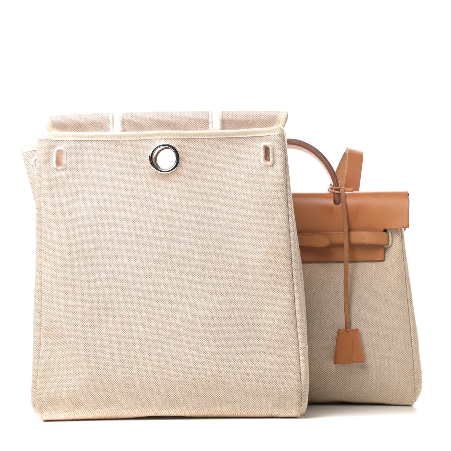 Hermes Toile Vache Calfskin Herbag 30 PM Backpack Natural 1 of 16