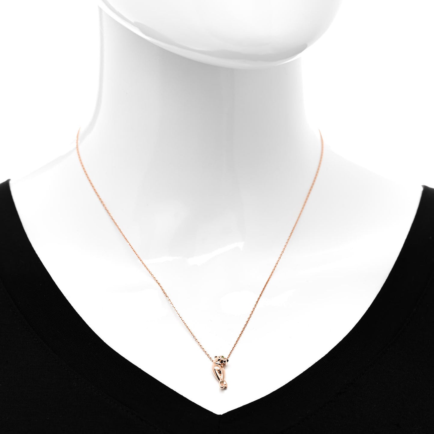 18K Pink Gold Tsavorite Black Lacquer Panthère De Cartier Pendant Necklace