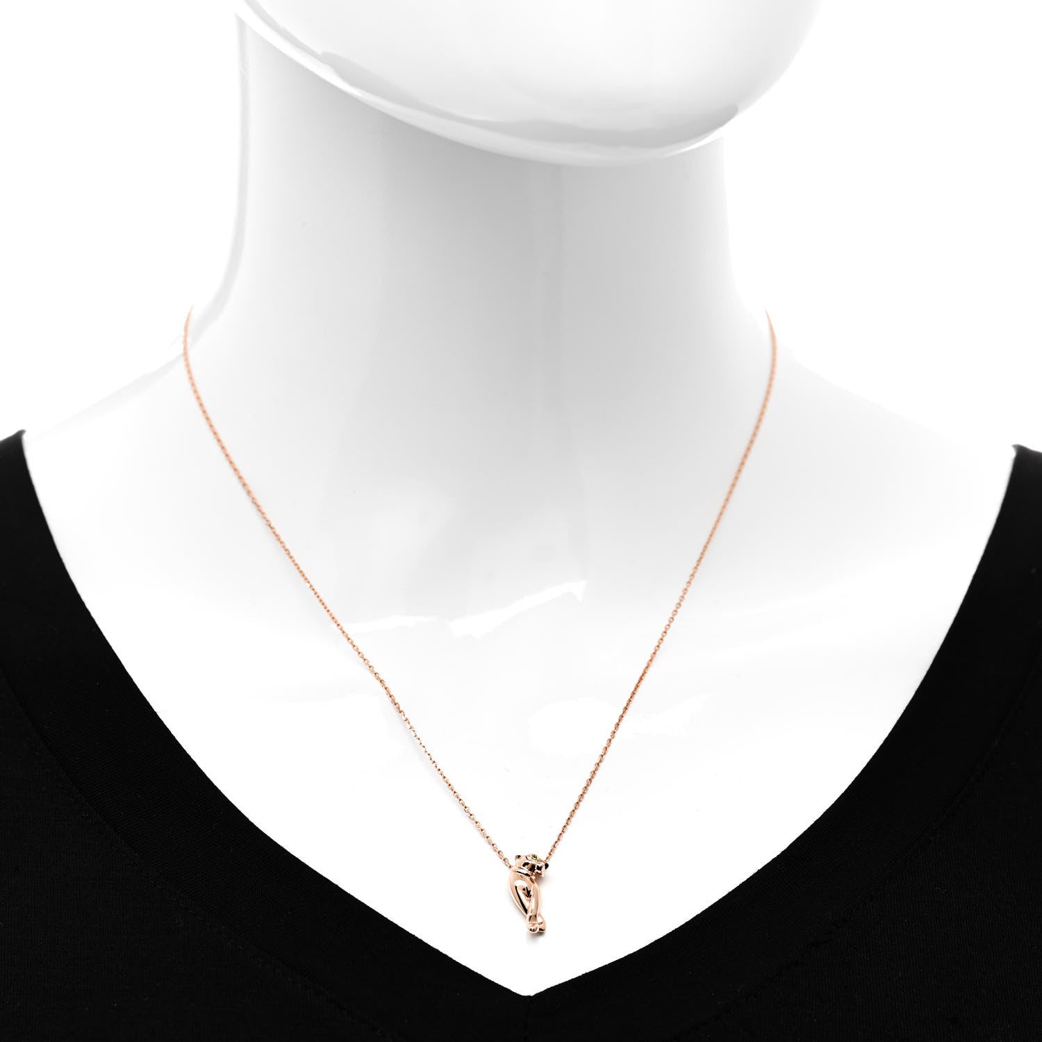 Cartier 18K Pink Gold Tsavorite Black Lacquer Panthère De Cartier Pendant Necklace 2 of 6