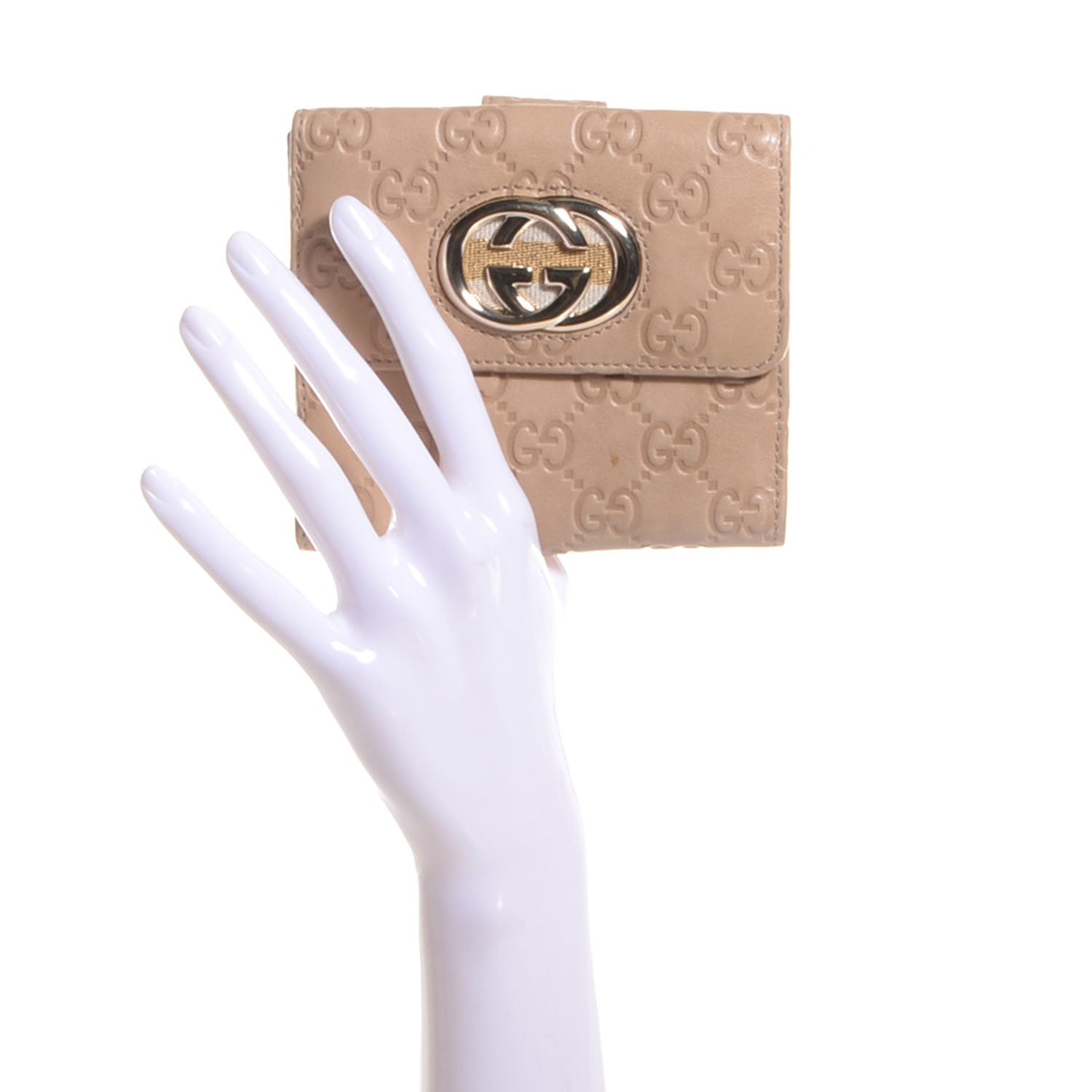 Gucci Guccissima Interlocking G French Flap Wallet Beige 2 of 9