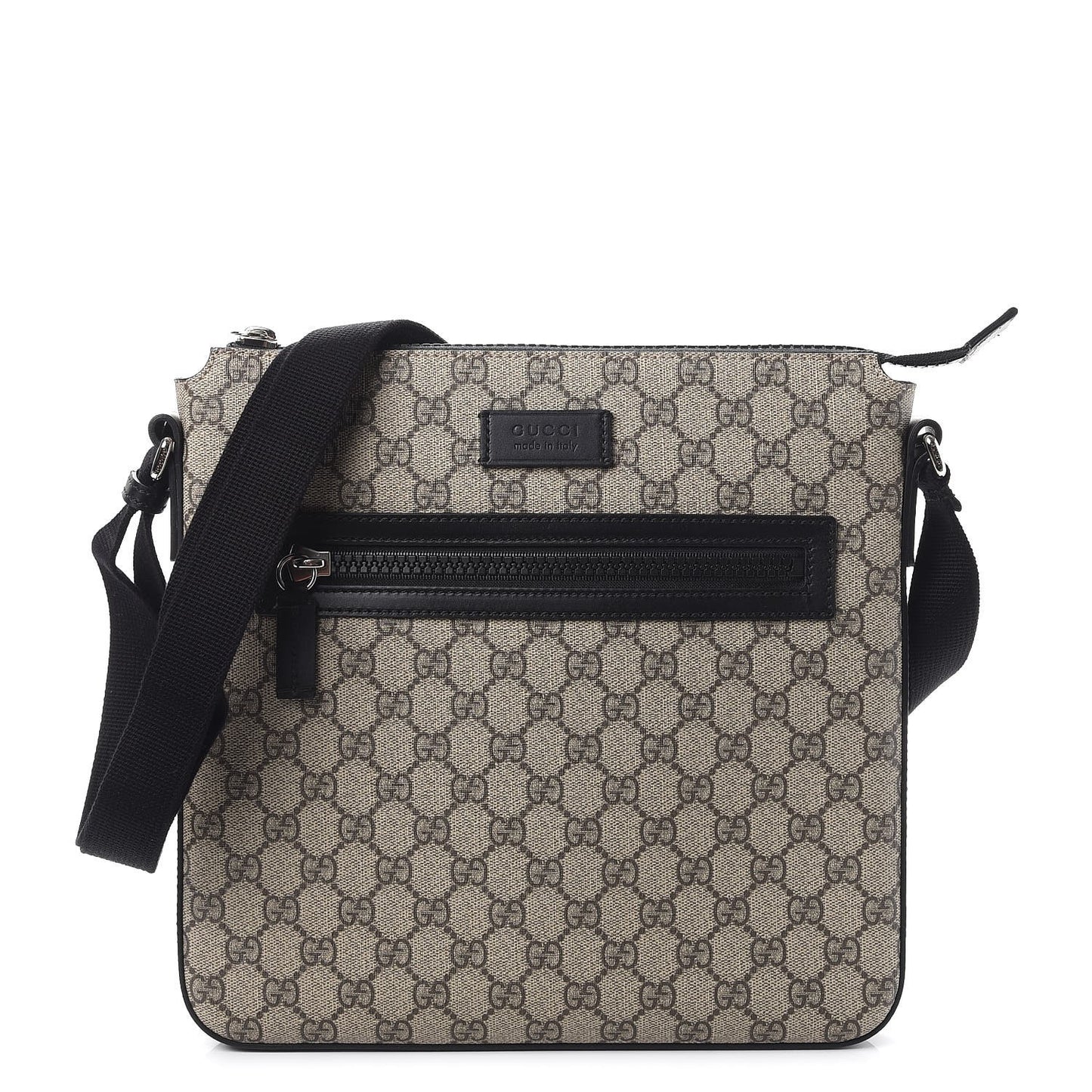 GG Supreme Monogram Flat Messenger Bag Black