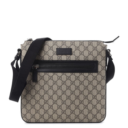 Gucci GG Supreme Monogram Flat Messenger Bag Black 1 of 7