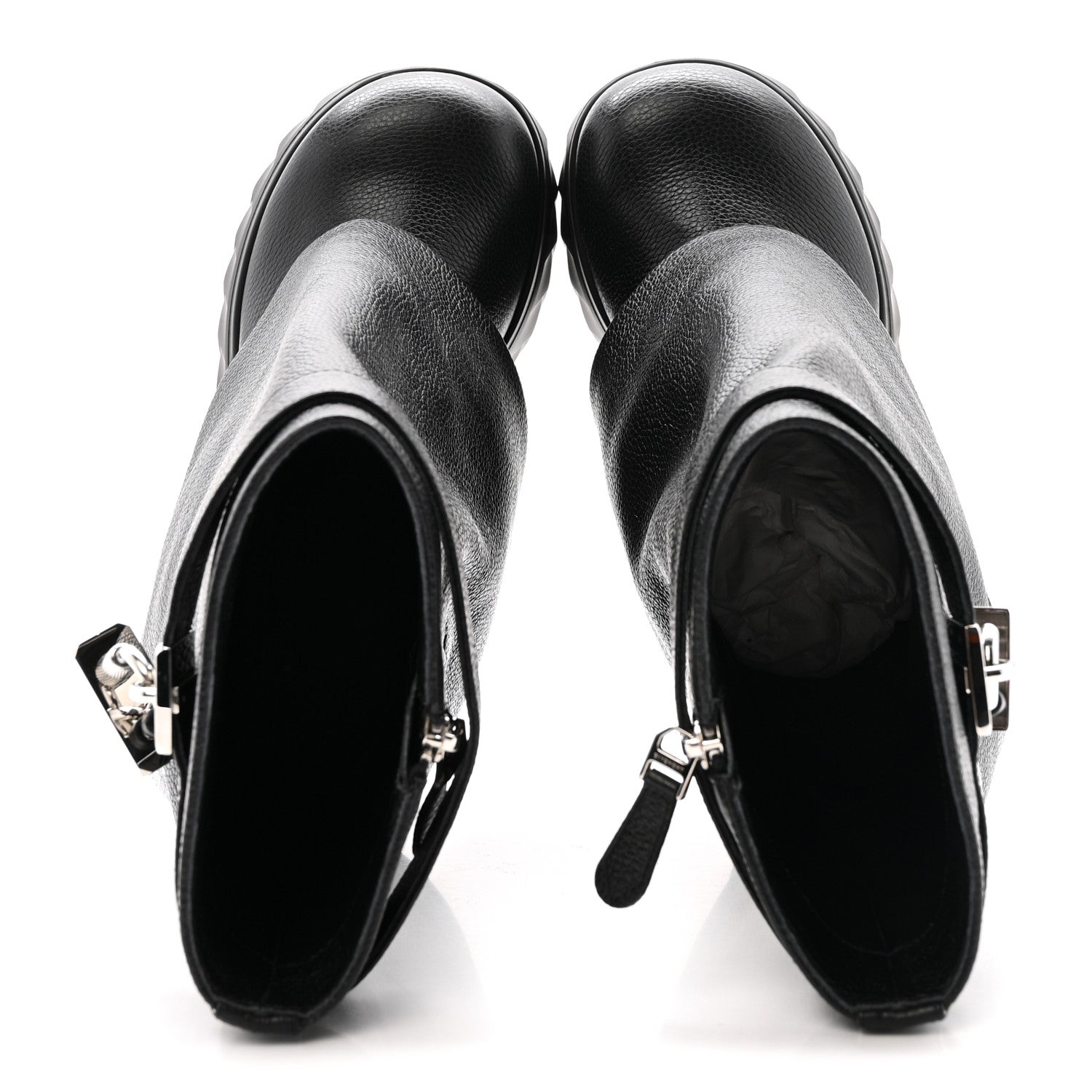 Givenchy Grained Calfskin Shark Lock Biker Ankle Boots 37 Black 2 of 13