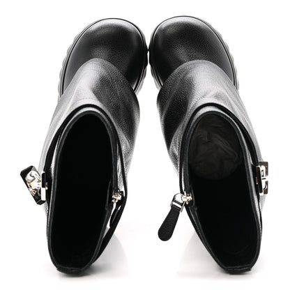 Givenchy Grained Calfskin Shark Lock Biker Ankle Boots 37 Black 2 of 13