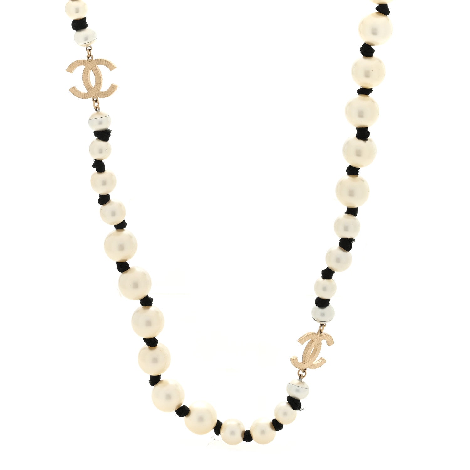 Chanel Pearl Grosgrain CC Long Necklace Gold 3 of 4