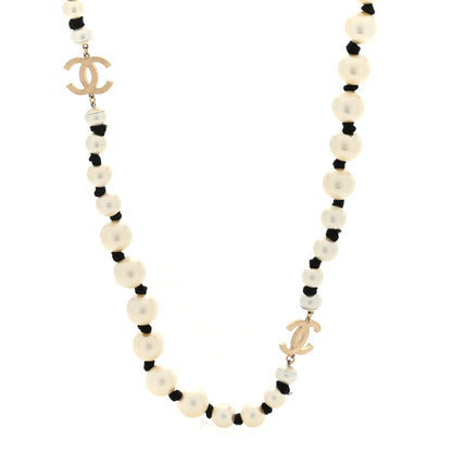 Chanel Pearl Grosgrain CC Long Necklace Gold 3 of 4