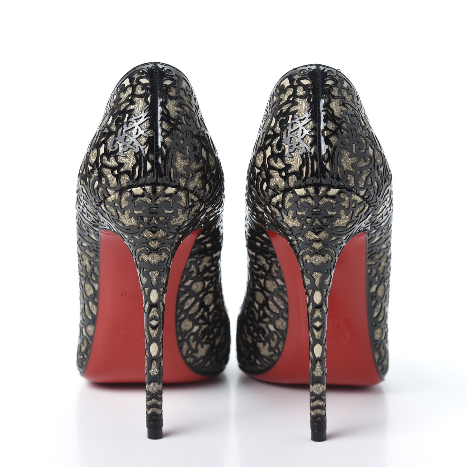 Christian Louboutin Patent Lace Glitter So Pretty 120 Pumps 37 Black 6 of 9