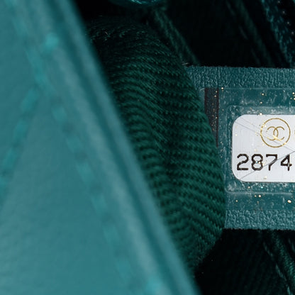 Chanel Caviar Lizard Embossed Chevron Quilted Mini Coco Handle Flap Green 7 of 9