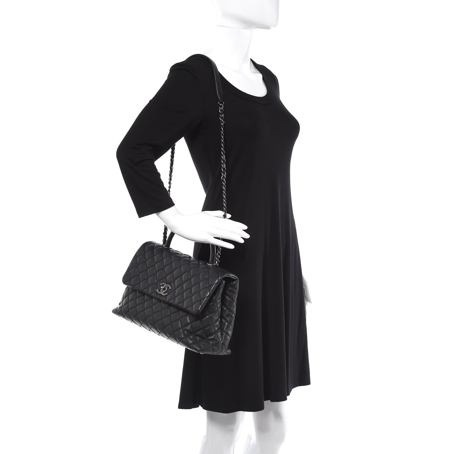 Chanel Caviar Quilted Medium Coco Handle Flap Black 2 of 6