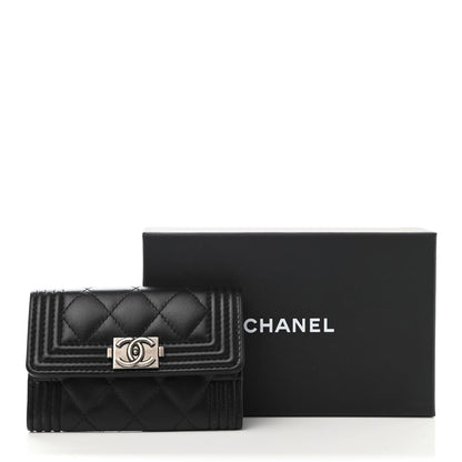 Chanel Lambskin Quilted Boy Flap Card Holder Black 9 of 9