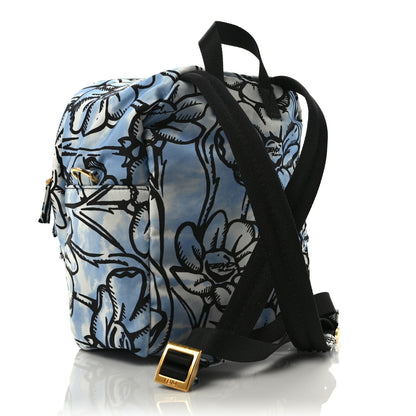 Fendi X JOSHUA VIDES Nylon Flower Clouds Print Pocket Backpack White Celeste Black 3 of 8