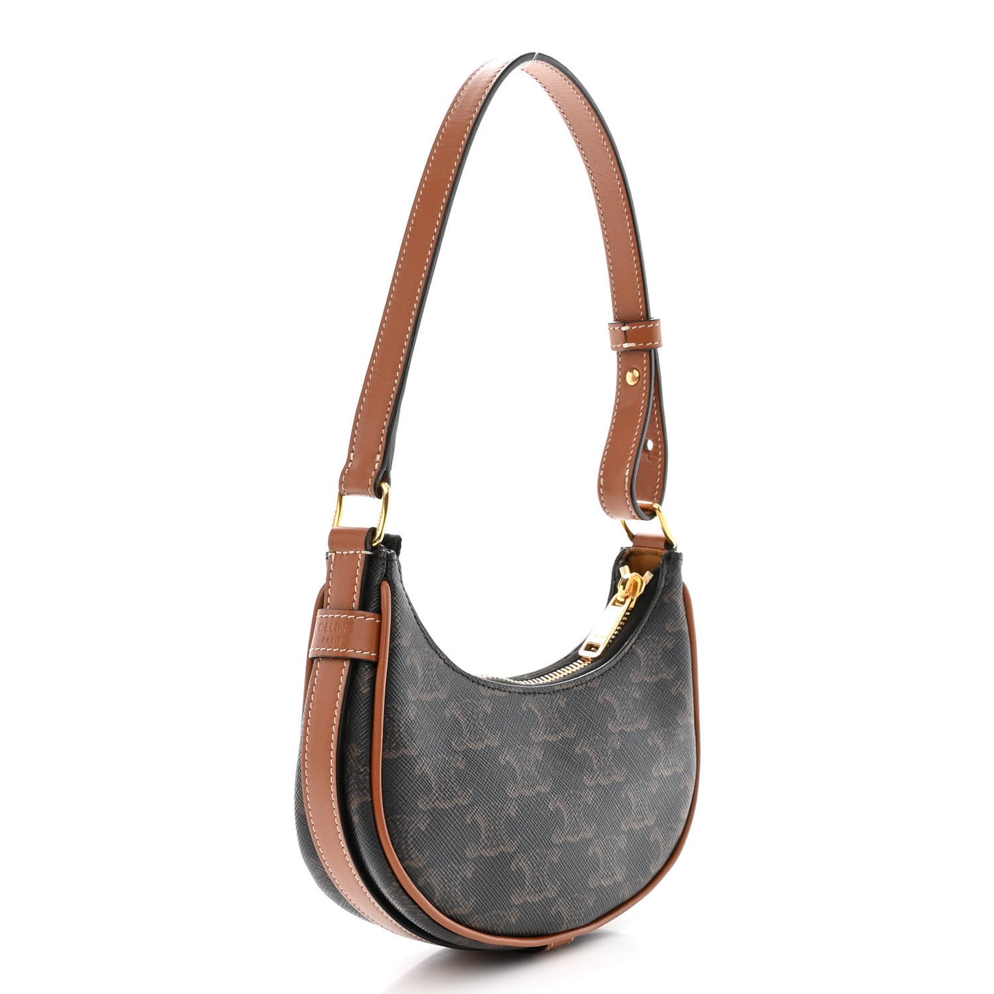 Canvas Calfskin Mini Ava Triomphe Shoulder Bag Tan