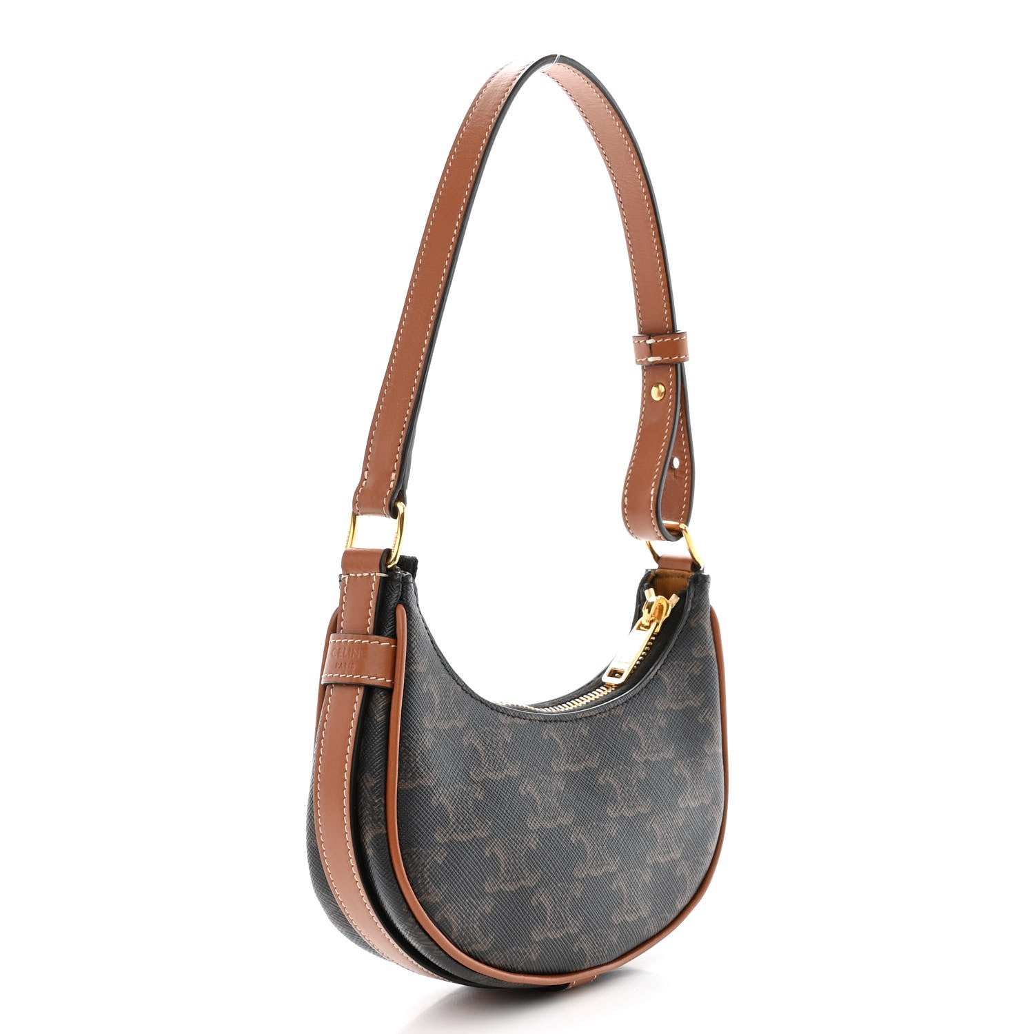 Celine Canvas Calfskin Mini Ava Triomphe Shoulder Bag Tan 3 of 10