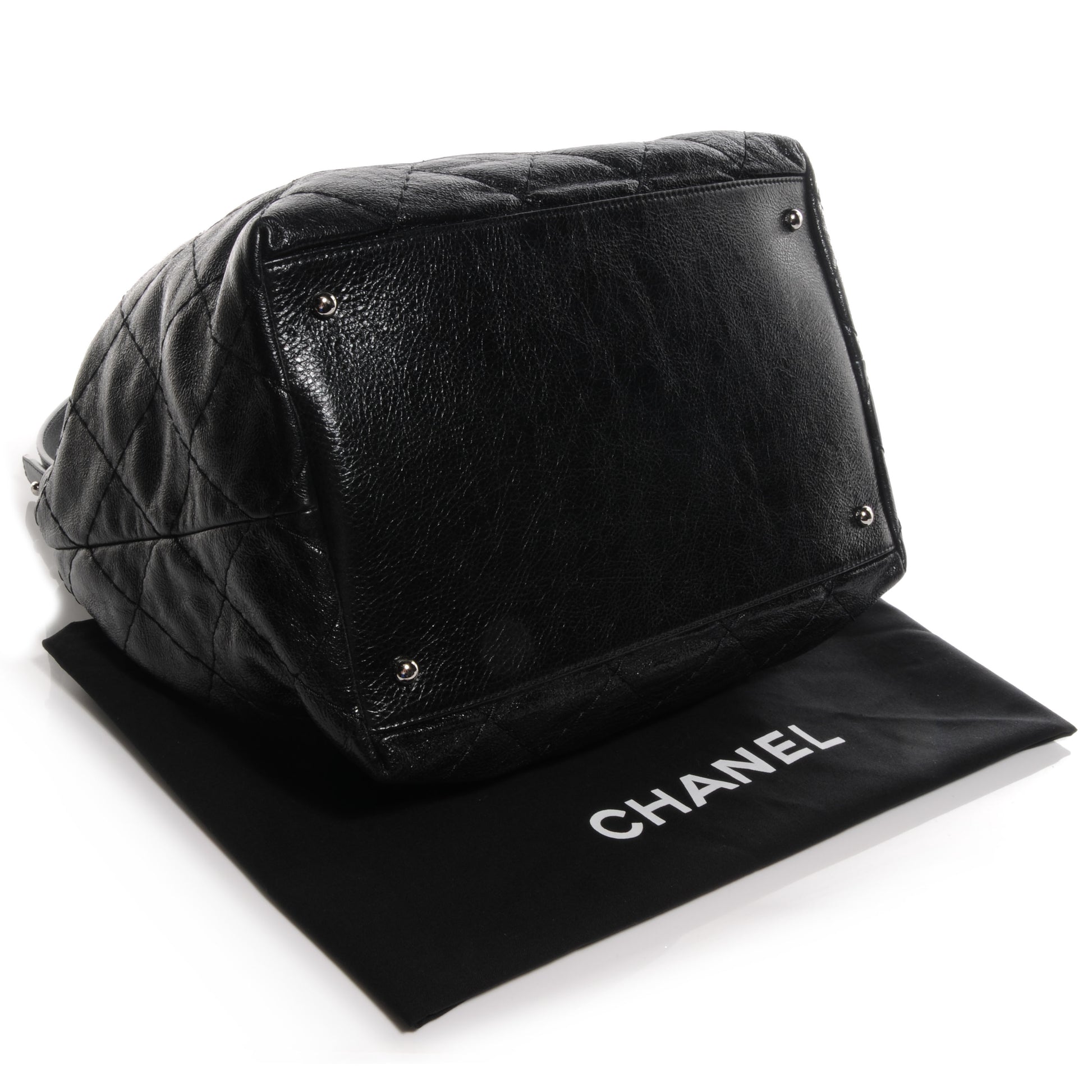 Chanel Glazed Calfskin On The Road Drawstring Tote Black 4 of 7