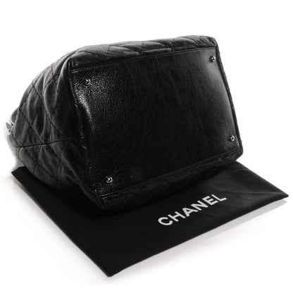 Chanel Glazed Calfskin On The Road Drawstring Tote Black 4 of 7