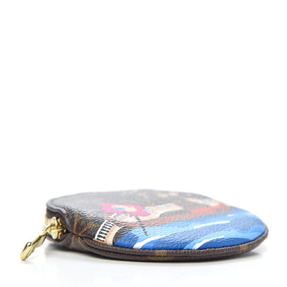 Louis Vuitton Monogram 2019 Christmas Animation Round Coin Purse Blue 4 of 7
