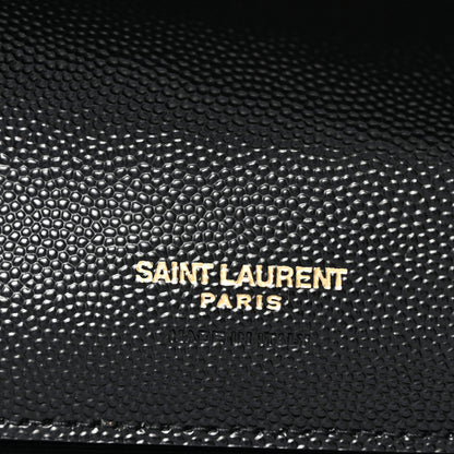 Saint Laurent Grain De Poudre Matelasse Chevron Monogram Envelope Clutch Black 6 of 8