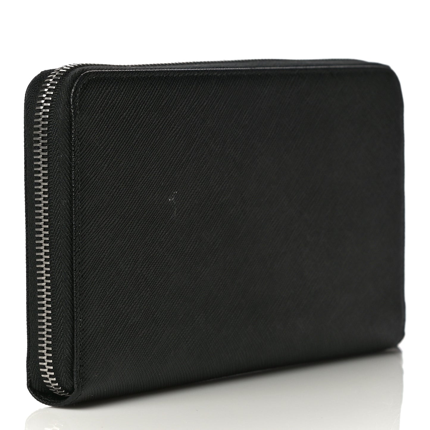 Saffiano Large Zip Around Travel Wallet Black