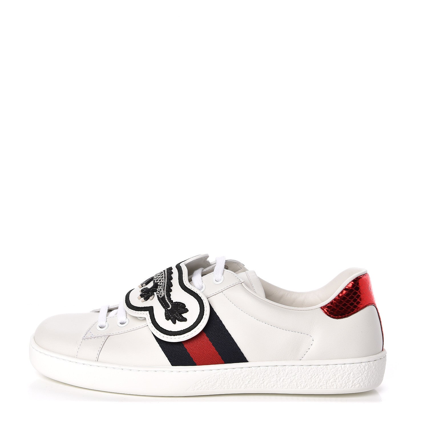 Gucci Calfskin Ayers Web UFO Dragon Embroidered Mens Ace Sneakers 7.5 White 1 of 10