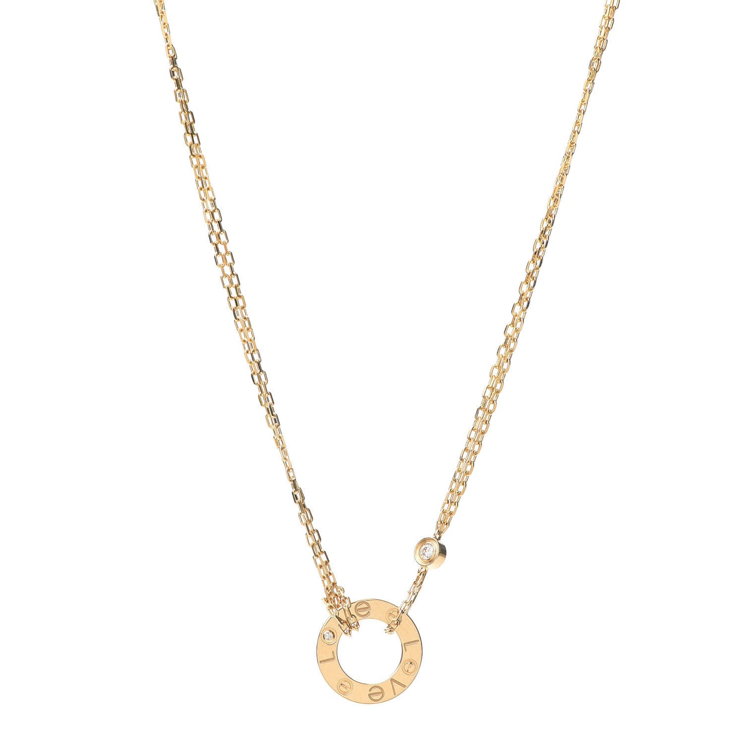 18K Yellow Gold 2 Diamond LOVE Necklace