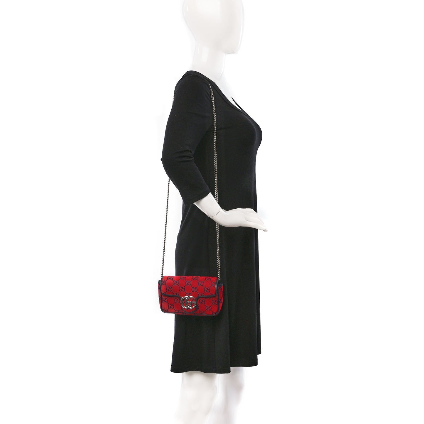 Monogram Multicolor Matelasse Diagonal Super Mini GG Marmont Shoulder Bag Red Blue