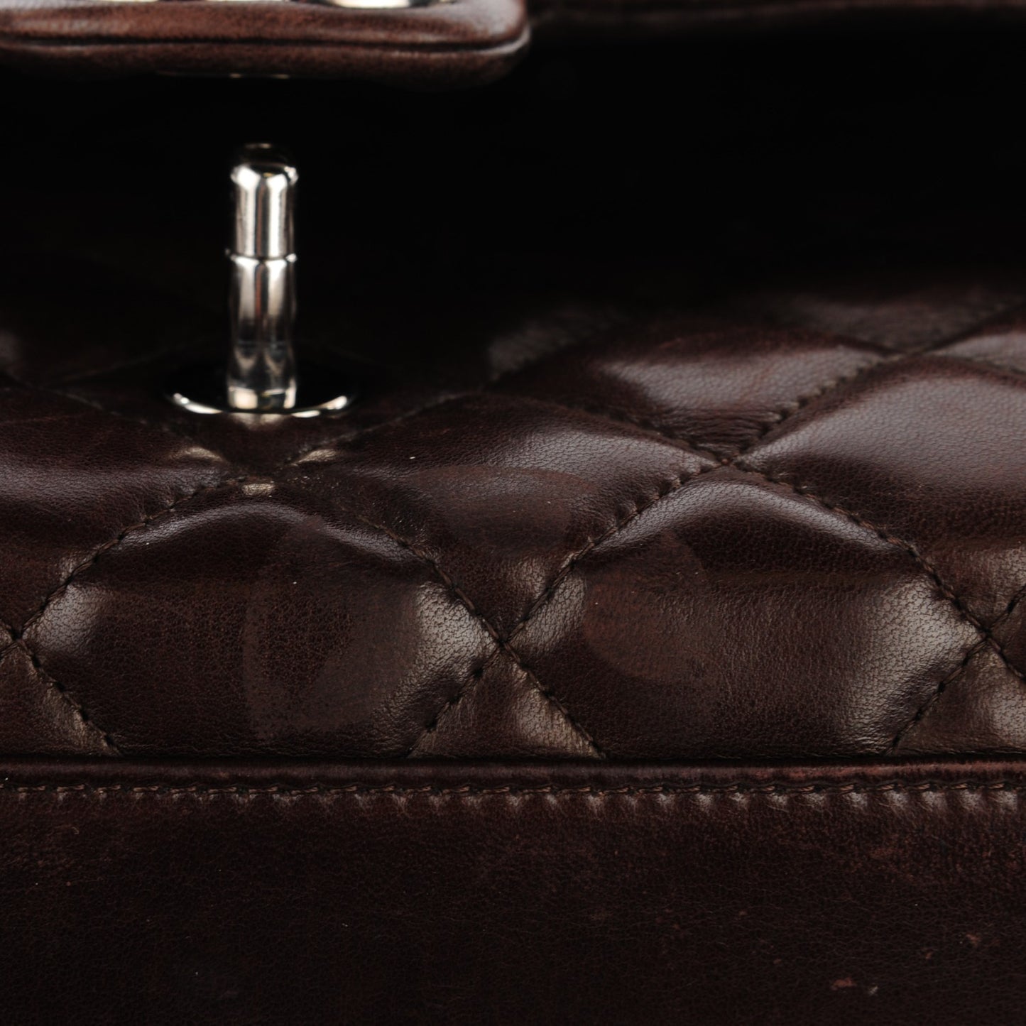 Lambskin Quilted Jumbo Kelly Flap Brown