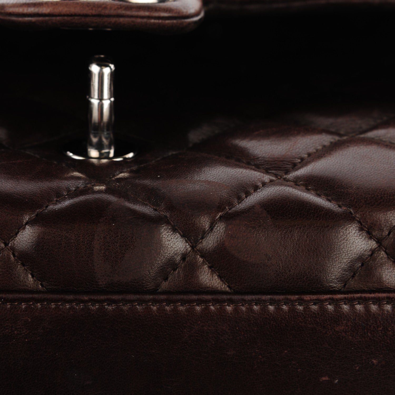 Chanel Lambskin Quilted Jumbo Kelly Flap Brown 8 of 10