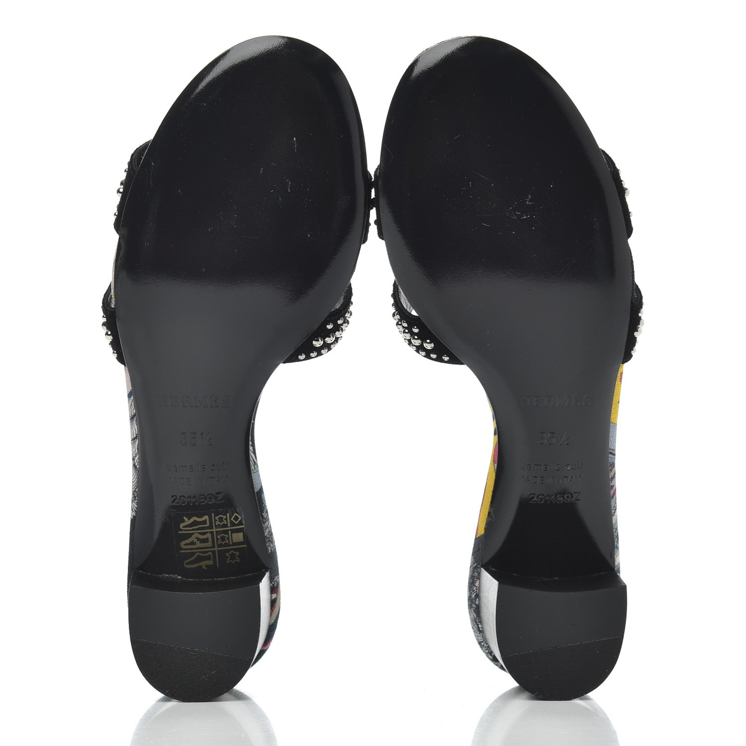 Hermes Suede Goatskin Studded Oasis Sandals 35.5 Black 5 of 12