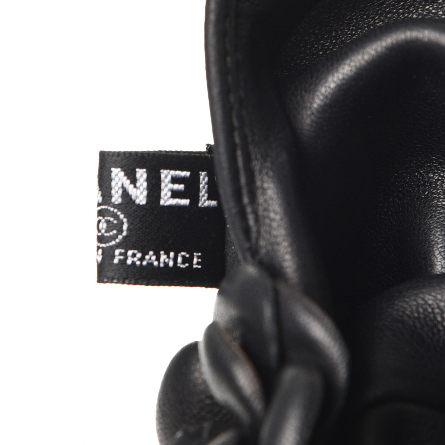 Chanel Lambskin Camellia Fingerless Gloves 8.5 Black 5 of 9