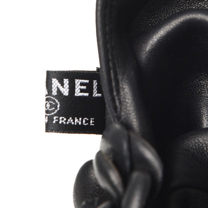 Chanel Lambskin Camellia Fingerless Gloves 8.5 Black 5 of 9