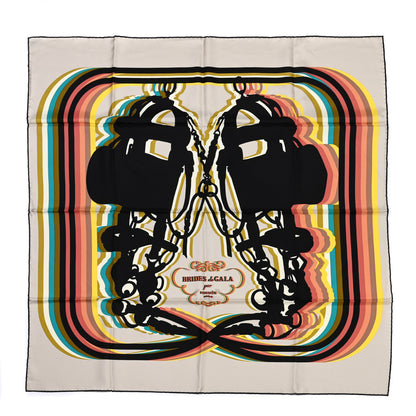 Hermes Silk Brides De Gala Shadow Scarf 90 Beige Ebene Jaune 1 of 8