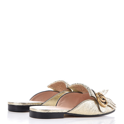 Gucci Galassia Womens GG Marmont Fringe Slippers 35.5 Platino 4 of 7