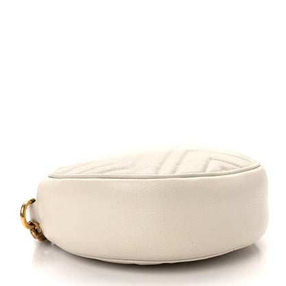 Gucci Calfskin Matelasse Mini GG Marmont Round Shoulder Bag White 4 of 15