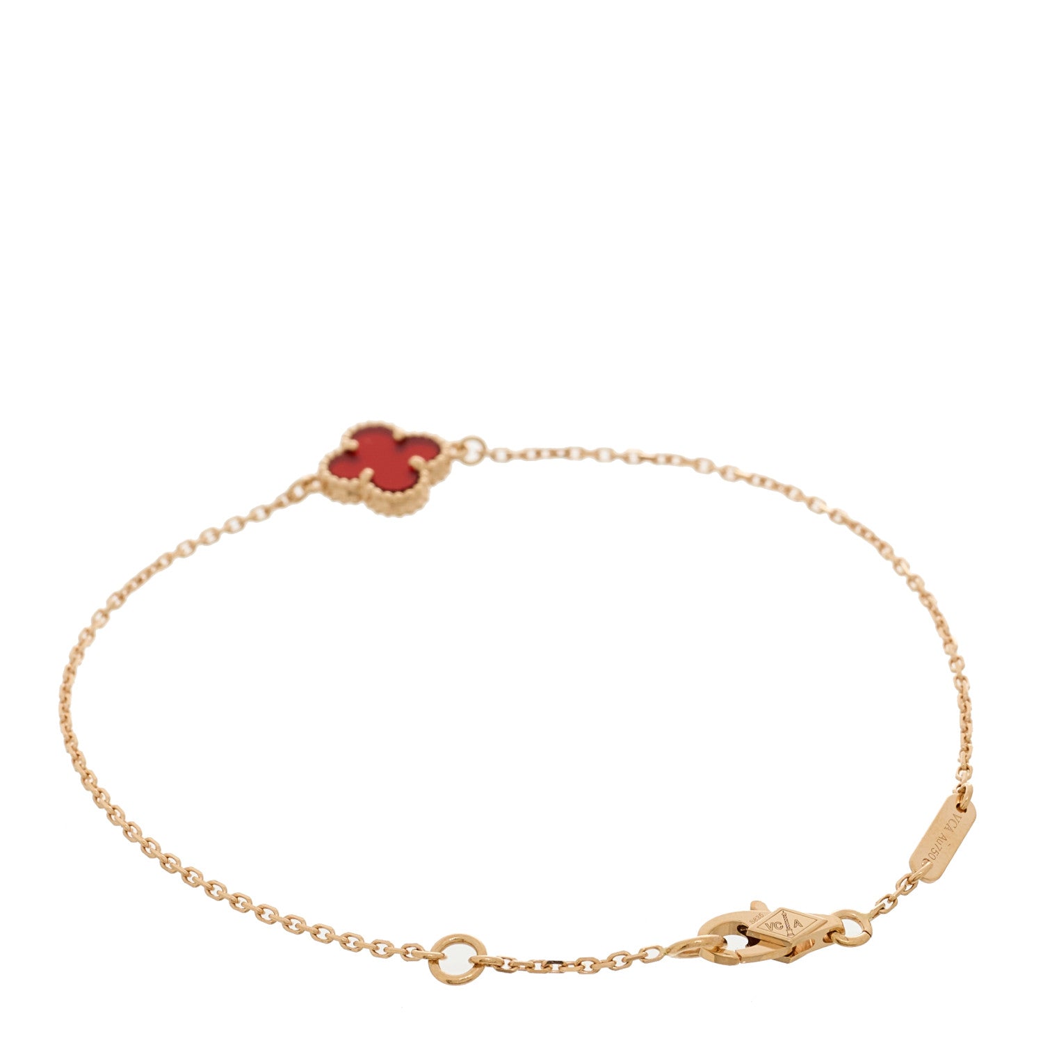 Van Cleef & Arpels 18K Rose Gold Carnelian Sweet Alhambra Bracelet 2 of 4