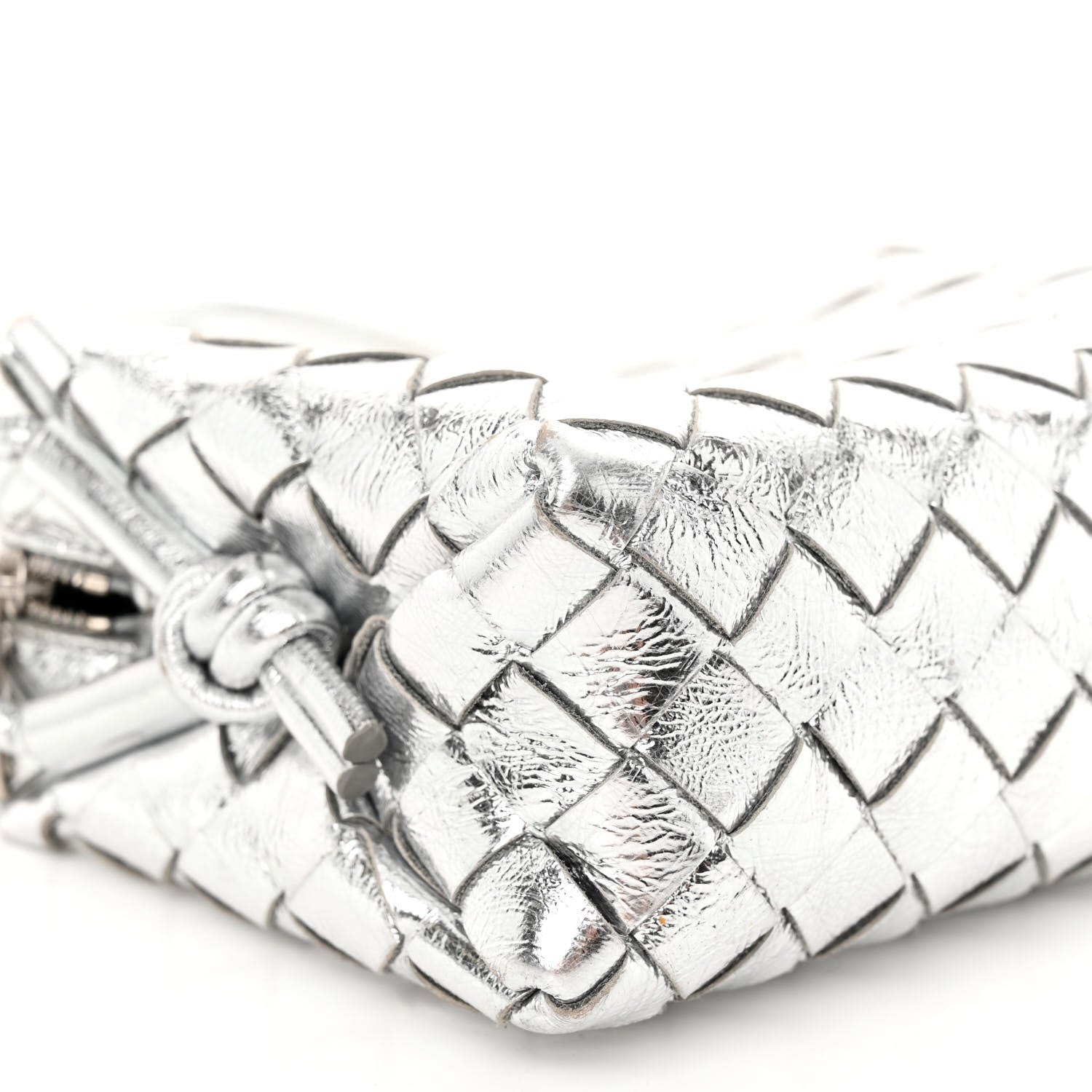 Bottega Veneta Metallic Nappa Intrecciato Mini Loop Camera Bag Silver 7 of 9