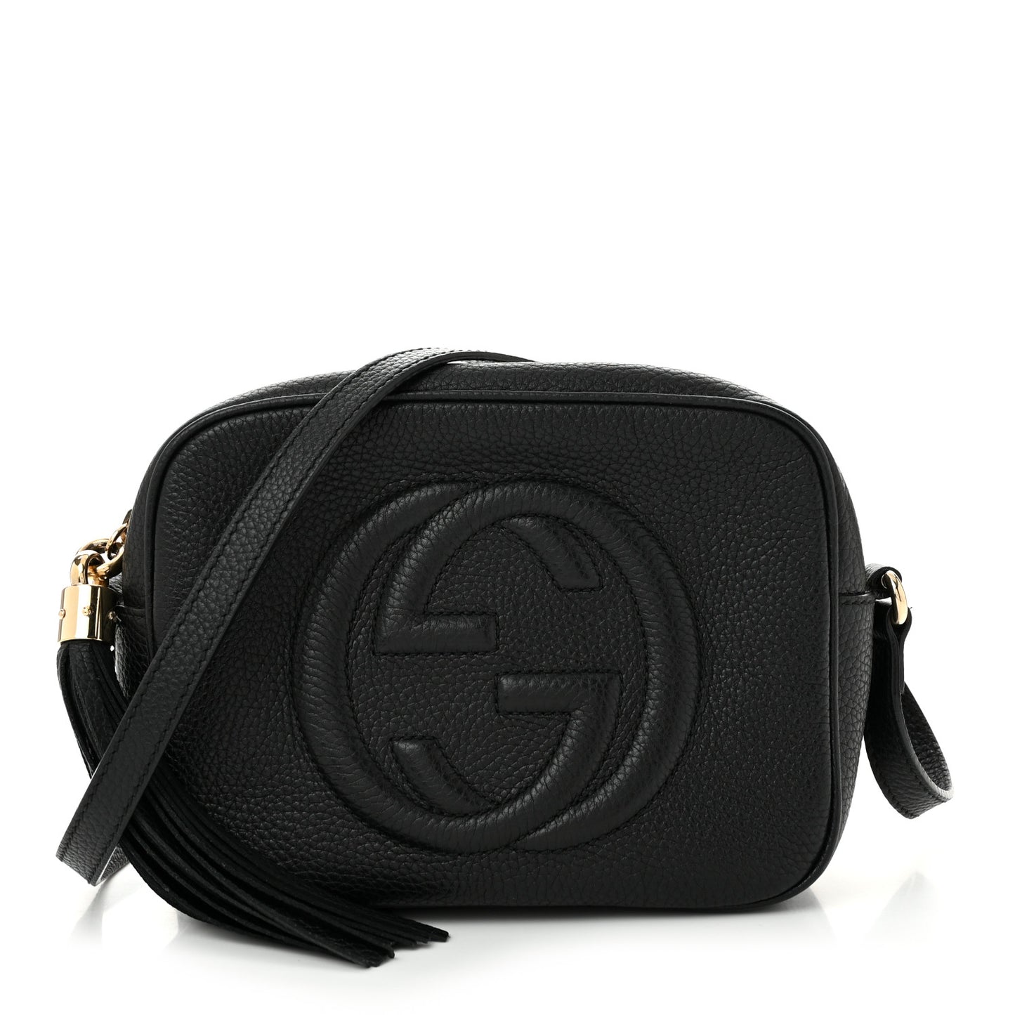 Pebbled Calfskin Small Soho Disco Bag Black