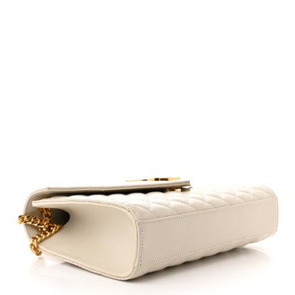 Saint Laurent Grain De Poudre Textured Mixed Matelasse Medium Triquilt Monogram Satchel Crema Soft 4 of 11