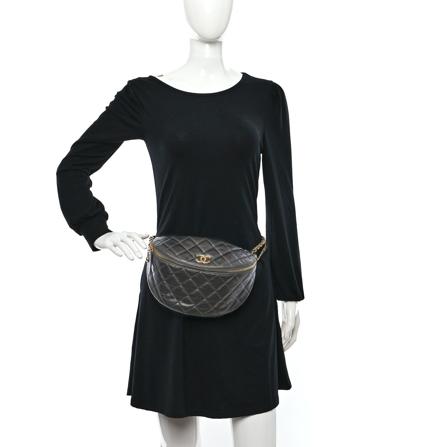Chanel Metallic Calfskin Pearl Quilted CC Belt Bag Ruthenium 2 of 10