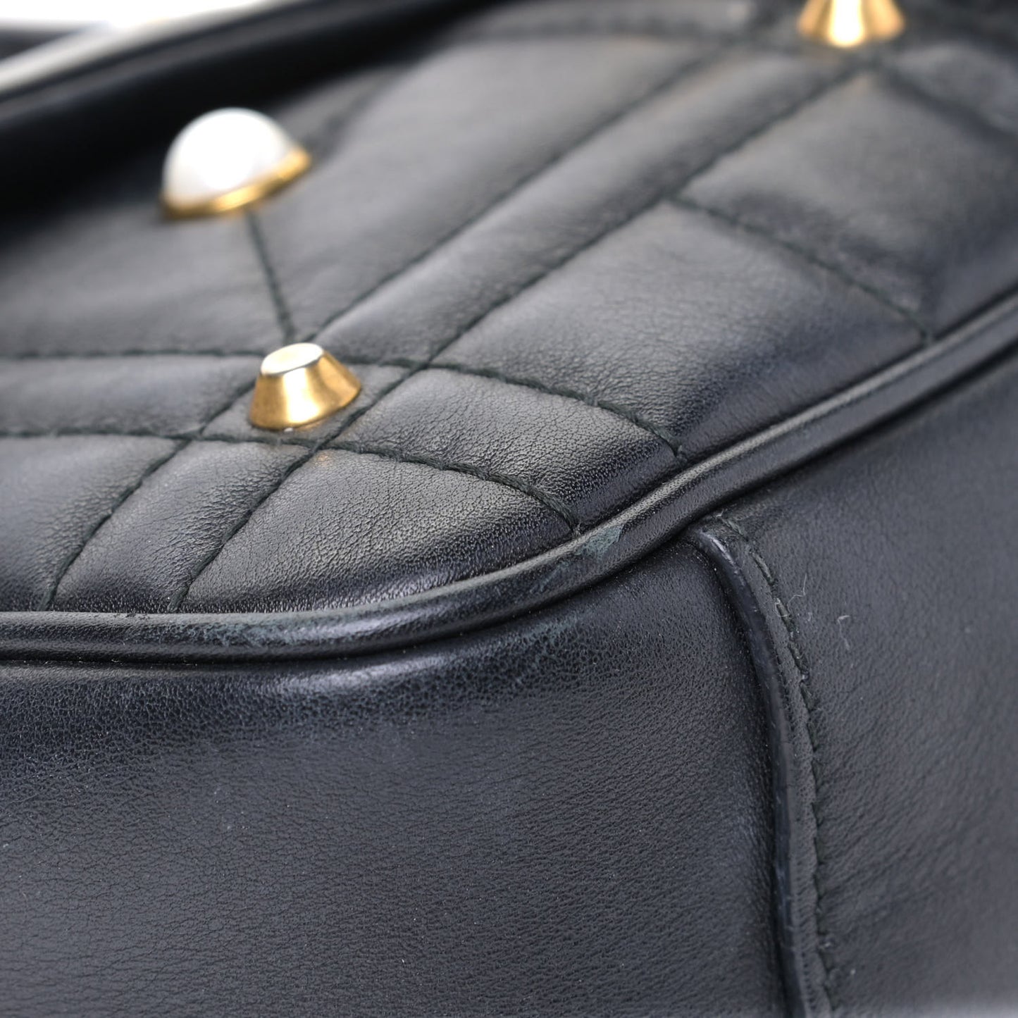 Calfskin Matelasse Studded Small Pearly GG Marmont Shoulder Bag Black