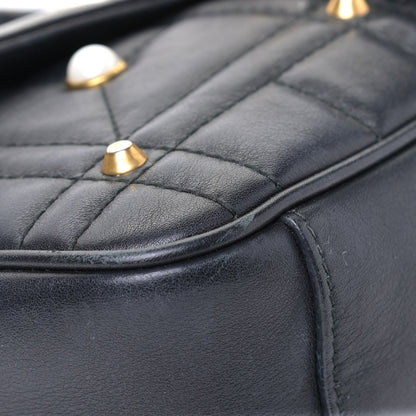 Gucci Calfskin Matelasse Studded Small Pearly GG Marmont Shoulder Bag Black 5 of 6